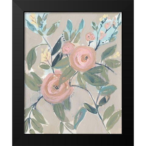 Laurels Posies I Black Modern Wood Framed Art Print by Goldberger, Jennifer