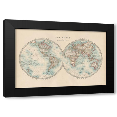 Johnstons World in Hemispheres Black Modern Wood Framed Art Print with Double Matting by Johnston
