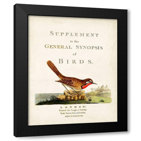 General Synopsis of Birds Black Modern Wood Framed Art Print by Latham, John