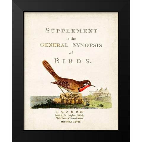 General Synopsis of Birds Black Modern Wood Framed Art Print by Latham, John