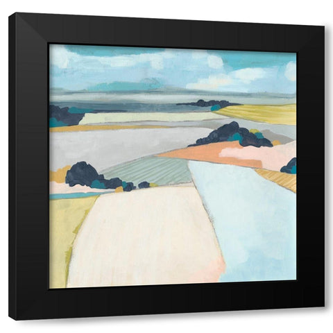 Chromatic Fields II Black Modern Wood Framed Art Print with Double Matting by Vess, June Erica