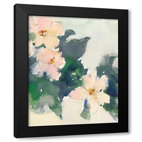 Peach Blooms I Black Modern Wood Framed Art Print by Dixon, Samuel