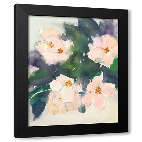 Peach Blooms II Black Modern Wood Framed Art Print by Dixon, Samuel