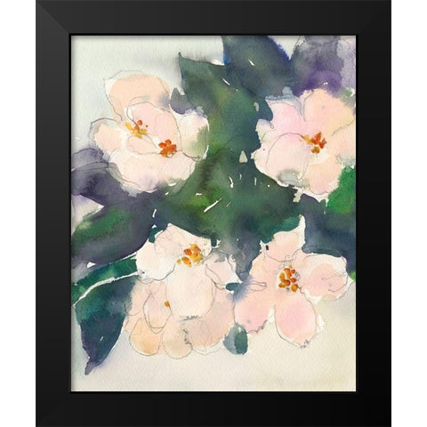 Peach Blooms II Black Modern Wood Framed Art Print by Dixon, Samuel