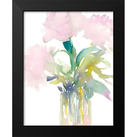 Pink Flowers in Vase Black Modern Wood Framed Art Print by Dixon, Samuel