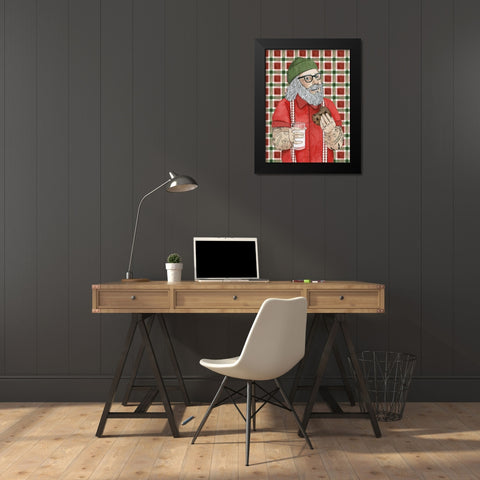 Hipster Santa I Black Modern Wood Framed Art Print by Popp, Grace