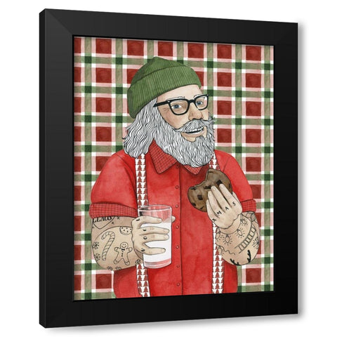 Hipster Santa I Black Modern Wood Framed Art Print by Popp, Grace