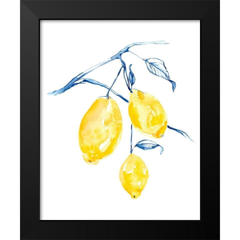 Watercolor Lemons I Black Modern Wood Framed Art Print by Goldberger, Jennifer