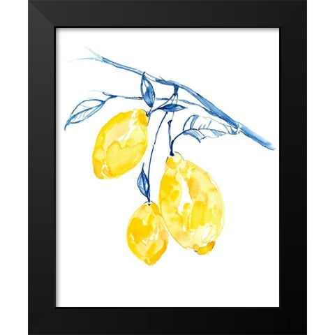 Watercolor Lemons II Black Modern Wood Framed Art Print by Goldberger, Jennifer