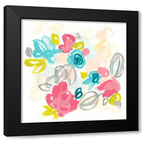 Floral Scatter I Black Modern Wood Framed Art Print with Double Matting by Vess, June Erica