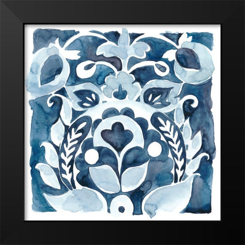 Indigo Ornament II Black Modern Wood Framed Art Print by Zarris, Chariklia