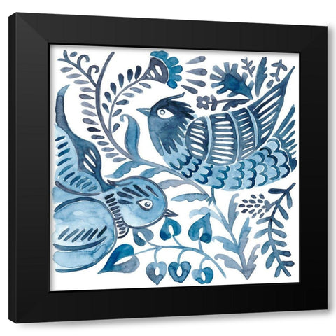 Indigo Ornament III Black Modern Wood Framed Art Print by Zarris, Chariklia