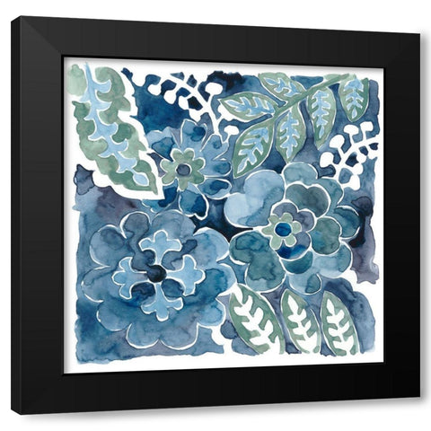 Indigo Ornament IV Black Modern Wood Framed Art Print with Double Matting by Zarris, Chariklia