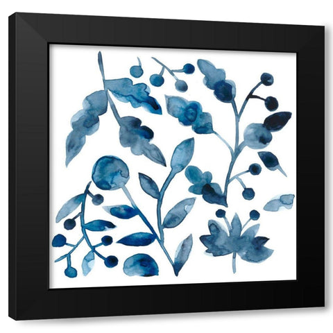 Indigo Ornament V Black Modern Wood Framed Art Print by Zarris, Chariklia