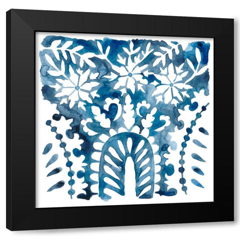 Indigo Ornament VIII Black Modern Wood Framed Art Print with Double Matting by Zarris, Chariklia