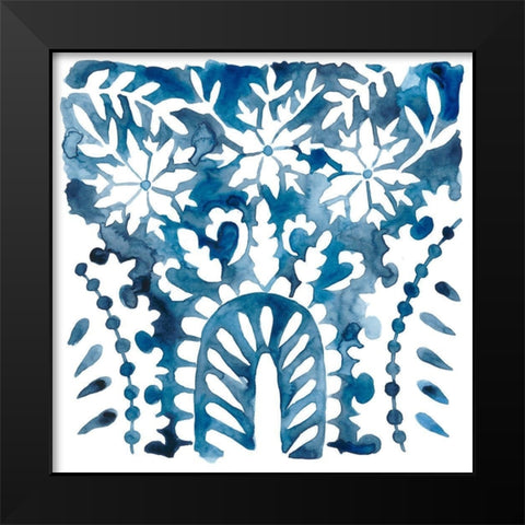 Indigo Ornament VIII Black Modern Wood Framed Art Print by Zarris, Chariklia