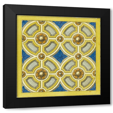 Florentine Tile II Black Modern Wood Framed Art Print with Double Matting by Vision Studio