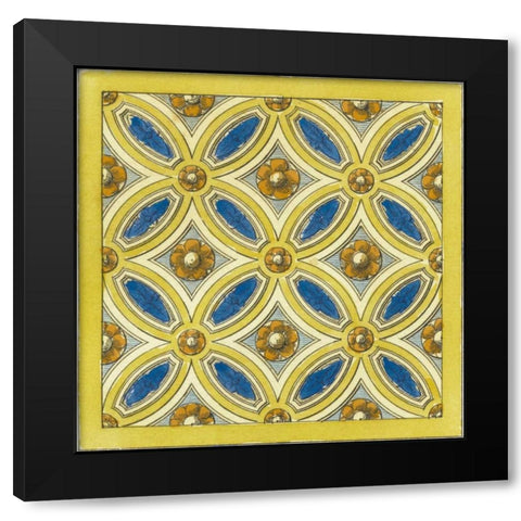 Florentine Tile III Black Modern Wood Framed Art Print by Vision Studio