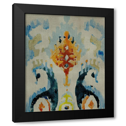 Bohemian Ikat V Black Modern Wood Framed Art Print by Zarris, Chariklia