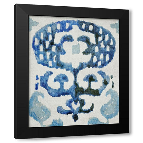 Sapphire Ikat I Black Modern Wood Framed Art Print with Double Matting by Zarris, Chariklia