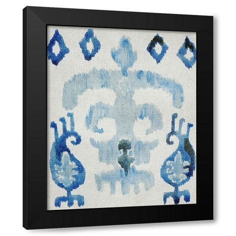 Sapphire Ikat III Black Modern Wood Framed Art Print with Double Matting by Zarris, Chariklia