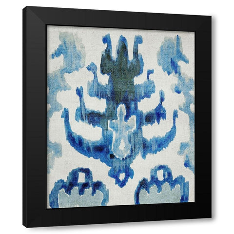 Sapphire Ikat IV Black Modern Wood Framed Art Print with Double Matting by Zarris, Chariklia