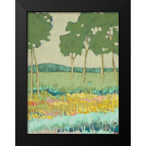 Tapestry Trees I Black Modern Wood Framed Art Print by Zarris, Chariklia