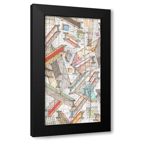 Funky Grid I Black Modern Wood Framed Art Print by Galapon, Nikki
