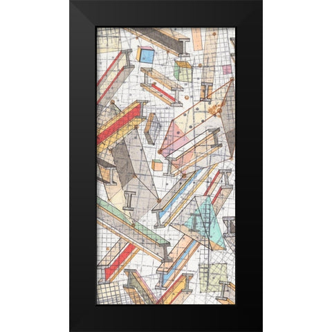Funky Grid I Black Modern Wood Framed Art Print by Galapon, Nikki