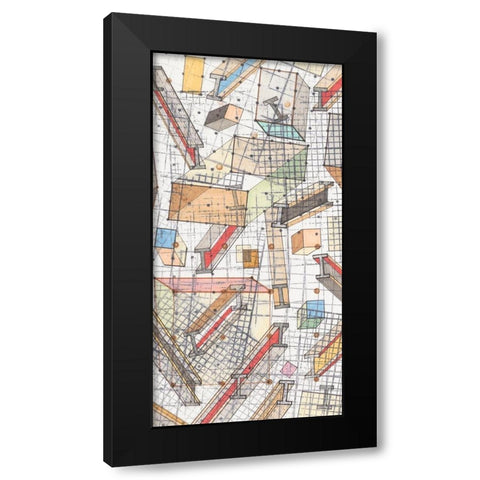 Funky Grid II Black Modern Wood Framed Art Print by Galapon, Nikki