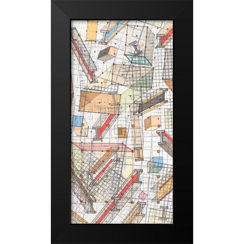 Funky Grid II Black Modern Wood Framed Art Print by Galapon, Nikki