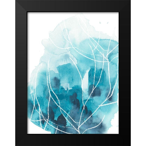 Abstract Coral I Black Modern Wood Framed Art Print by Vess, June Erica