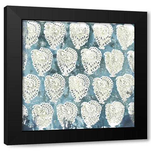 Flower Stone Tile IV Black Modern Wood Framed Art Print by Vess, June Erica