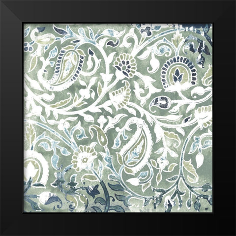 Flower Stone Tile V Black Modern Wood Framed Art Print by Vess, June Erica