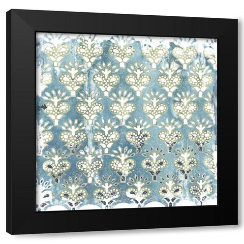 Flower Stone Tile VI Black Modern Wood Framed Art Print by Vess, June Erica