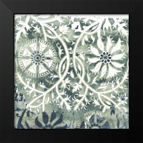 Flower Stone Tile VII Black Modern Wood Framed Art Print by Vess, June Erica