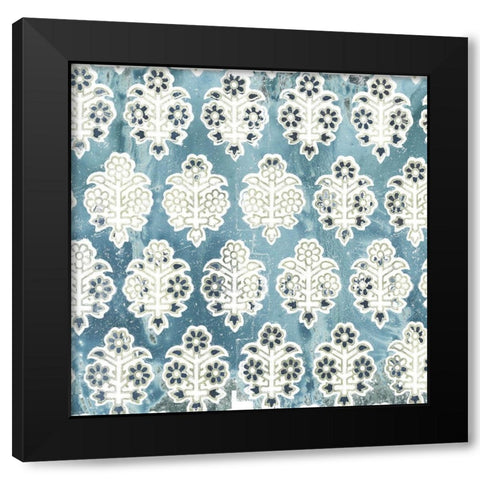 Flower Stone Tile VIII Black Modern Wood Framed Art Print with Double Matting by Vess, June Erica