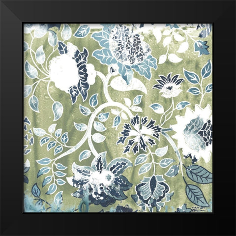 Flower Stone Tile IX Black Modern Wood Framed Art Print by Vess, June Erica