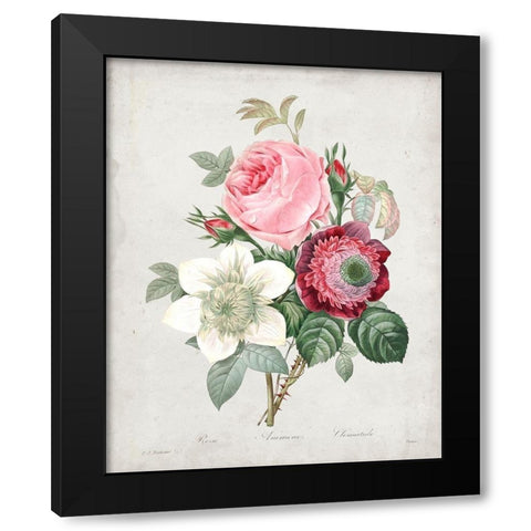 Redoute Bouquet IV Black Modern Wood Framed Art Print by Redoute, Pierre