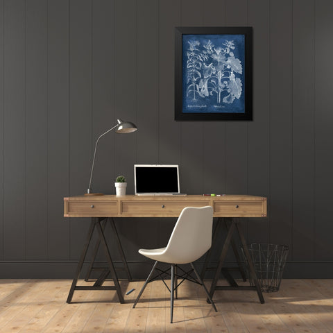Besler Leaves in Indigo I Black Modern Wood Framed Art Print by Vision Studio