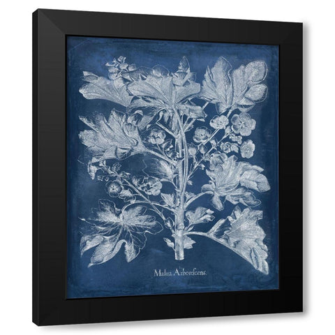 Besler Leaves in Indigo II Black Modern Wood Framed Art Print with Double Matting by Vision Studio