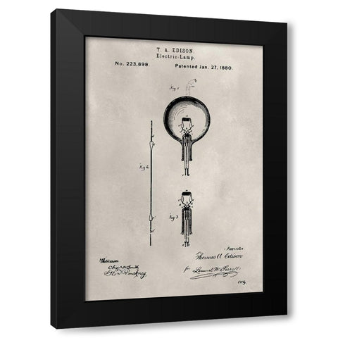 Patent--Light Bulb Black Modern Wood Framed Art Print by Ludwig, Alicia
