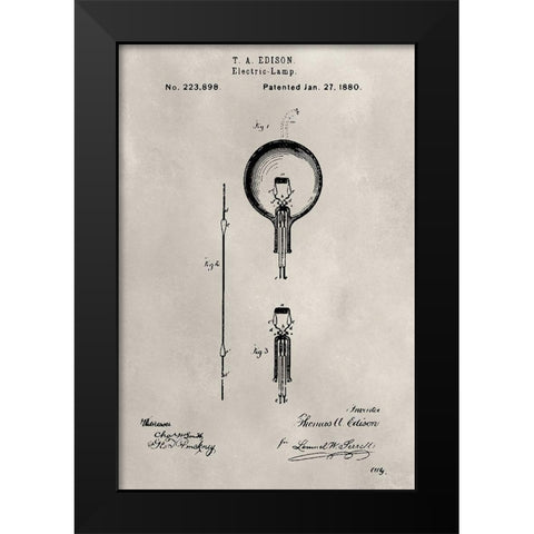 Patent--Light Bulb Black Modern Wood Framed Art Print by Ludwig, Alicia