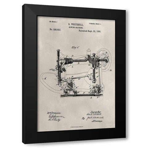 Patent--Sewing Machine Black Modern Wood Framed Art Print by Ludwig, Alicia