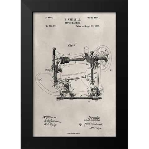Patent--Sewing Machine Black Modern Wood Framed Art Print by Ludwig, Alicia