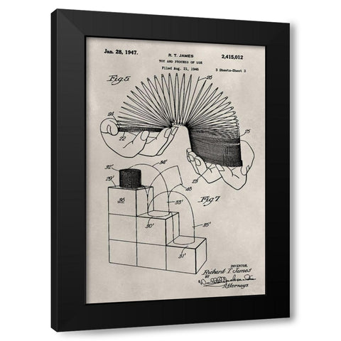 Patent--Slinky Black Modern Wood Framed Art Print by Ludwig, Alicia