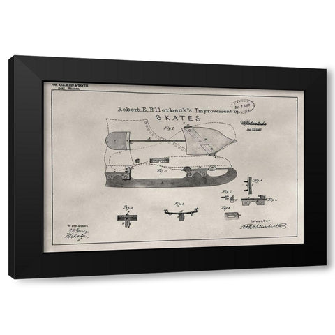 Patent--Skate Black Modern Wood Framed Art Print with Double Matting by Ludwig, Alicia