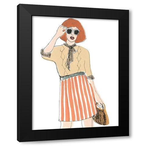 Fashion Vignette I Black Modern Wood Framed Art Print with Double Matting by Vess, June Erica