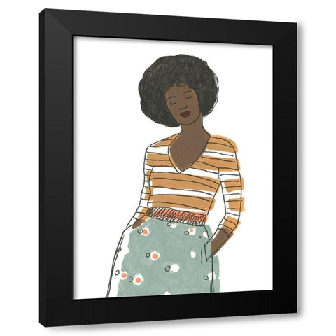 Fashion Vignette II Black Modern Wood Framed Art Print by Vess, June Erica
