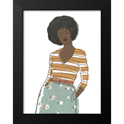 Fashion Vignette II Black Modern Wood Framed Art Print by Vess, June Erica